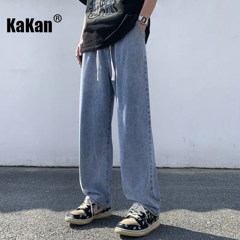 Kakan - New Summer Men's Light Jeans, American Relaxed Casual Versatile Elastic Waist Long Jeans K24-LQHS919