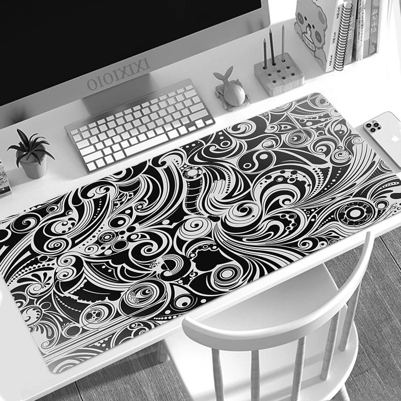 

Black And White Mouse Pad Gamer XL Computer New Home Large Mousepad XXL MousePads Natural Rubber Soft Carpet PC Mice Pad
