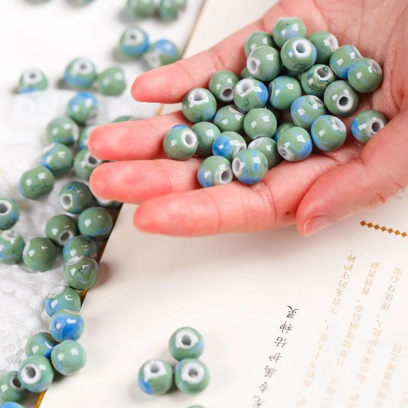 

6mm 8mm 10mm 12mm Round Ceramic Beads DIY Porcelain Spacer Loose Beads For Necklace Bracelet Jewelry Making Material
