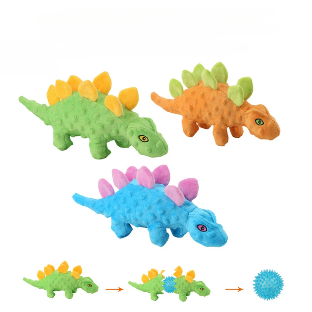 

New Dog Dinosaurs 2-in-1 Pet Supplies Plush Sounding Toy Dog to Relieve Boredom Molar Tooth Cleaning Cartoon Sword Dragon Toy