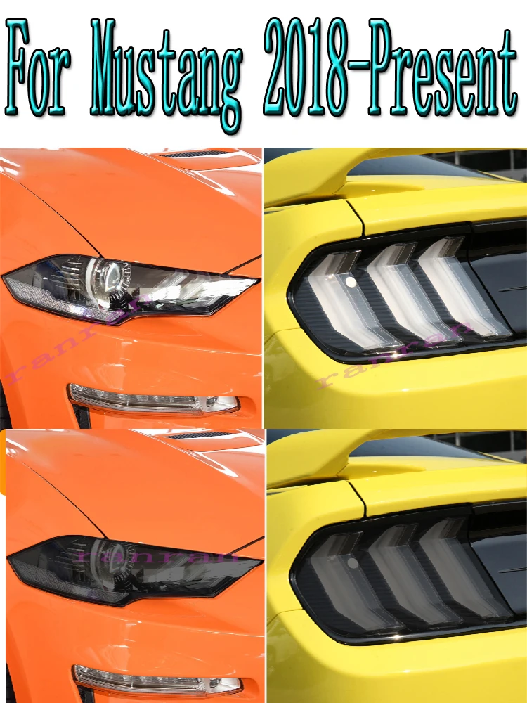 

For Ford Mustang 2018-On 2022 Shelby GT500 Car Headlight Protective Film Taillight Transparent Black Self Healing TPU Sticker