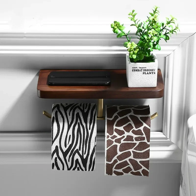 Держатель для туалетной бумаги настенная стойка мобильного телефона черный орех