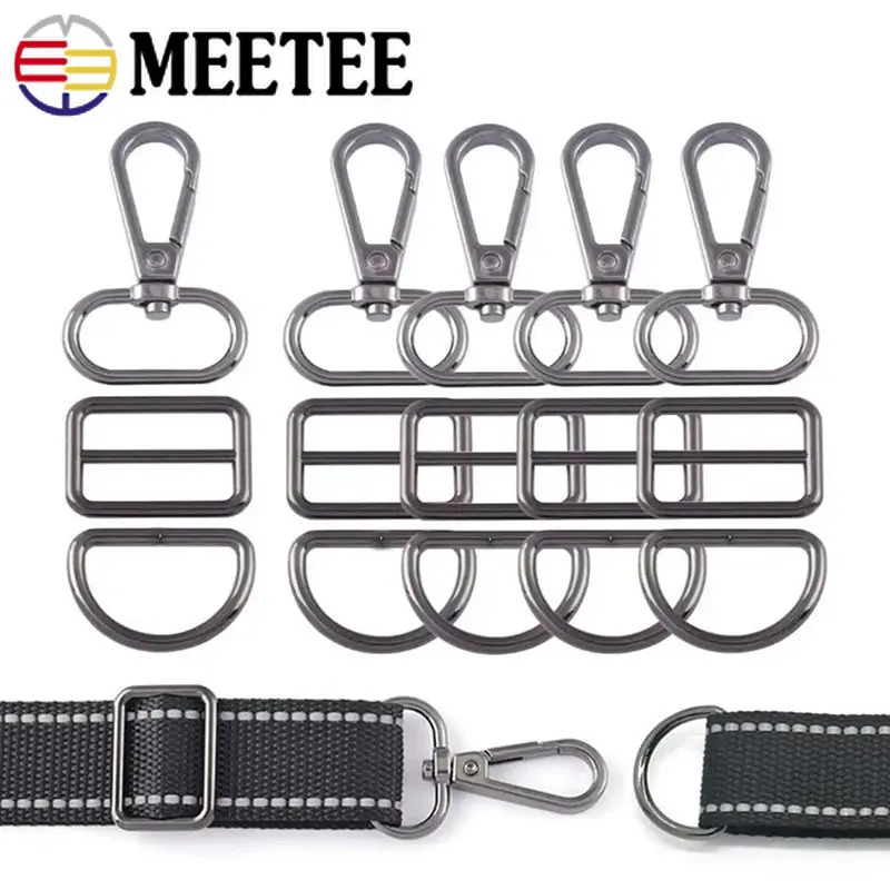 

2Set 20-38mm Metal Lobster Buckle Trigger Carabiner Hook Tri-Glide D Ring Webbing Dog Collar Adjust Clasp DIY Hardware Accessory