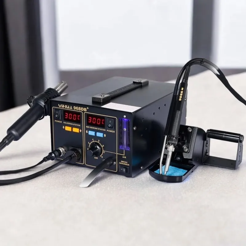 Паяльная станция управления 968DB+ 3 в 1 с функцией паяльной станции тепловой пушкой