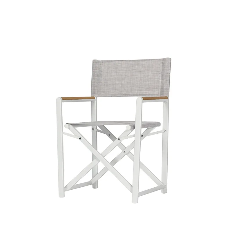 Home Use Aluminum Alloy Outdoor Armrest Beach Leisure Plastic Wood Chair Backrest Portable Folding Chair