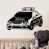 personalized cartoon car wall decals removable vinyl stickers for custom police kids bedroom nursery rooms decor murals hj1486