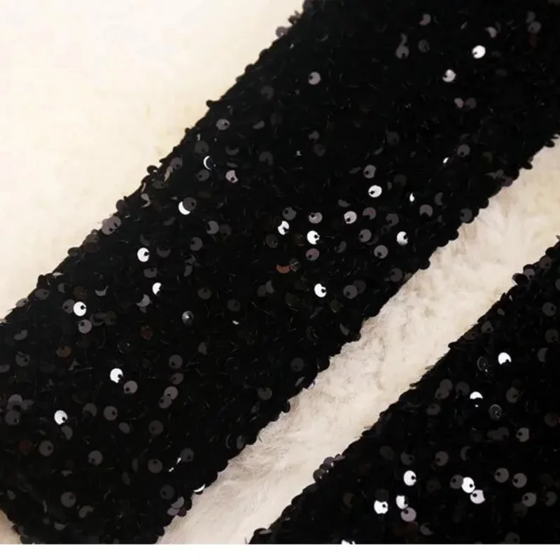 New Fashion Women Shiny Double-breasted Sequins Suit Jacket Female Cotton Coat Black Slim Fit Blazers Fall Clothes with Belt