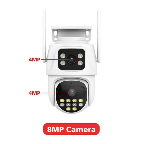 8 Мп двойной экран и двойной объектив Wifi камера наблюдения Ai автоматическое отслеживание цвета ночного видения Bluetooth наружная PTZ камера безопасности