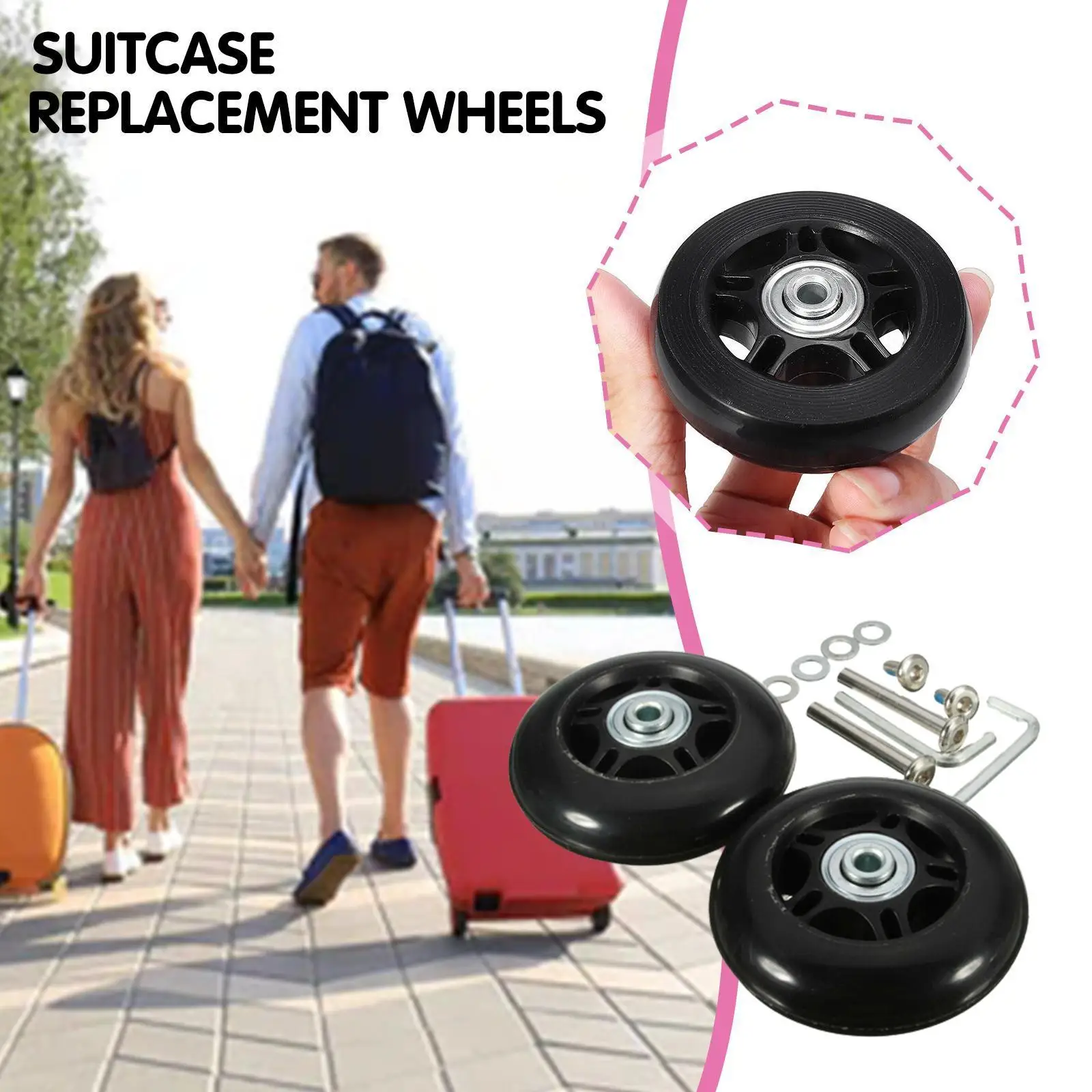 

Luggage Rubber Replacement Wheel Kits Silent Swivel Caster Swivel Rotation Repair Casters For 18-26 Inch Suitcase Bearing R5w7