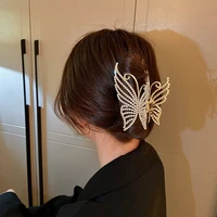 big butterfly rhinestones hair claws clips for women grasp pearl hair clip and pin girls headwear korean fashion accessories
