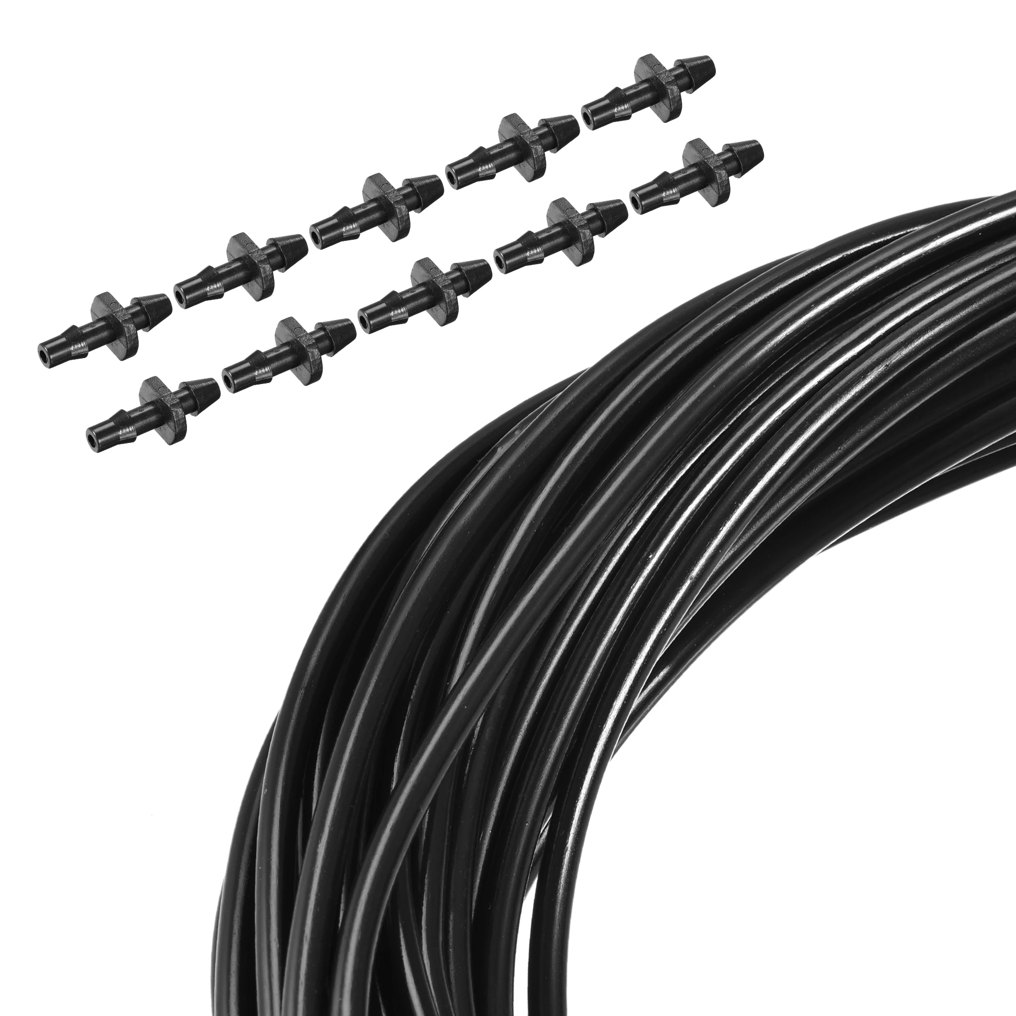 

Uxcell Drip Irrigation Kit Line Tubing Hose 3mm Inner Dia 30 Meters Long with 20pcs Straight Barbs, Black