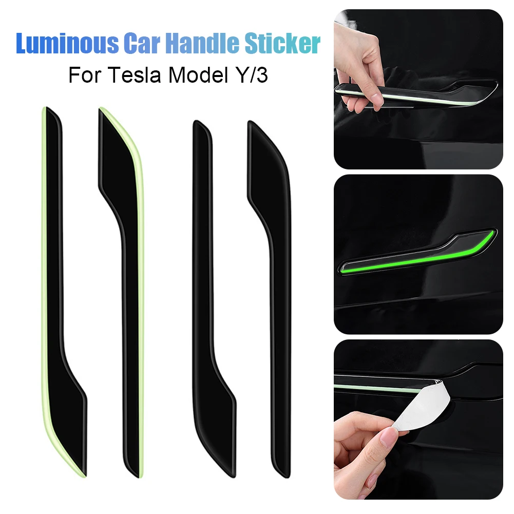 

4Pcs Car Door Handle Protector Anti-Scratch Luminous Door Handle Protective Flim Sticker for Tesla Model 3 Model Y 2019-2022