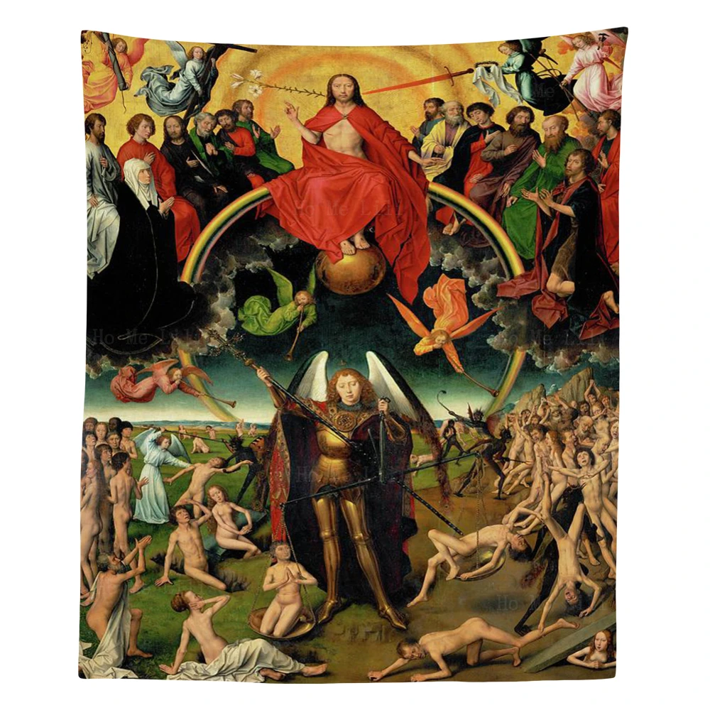 

The Crucifixion Of Jesus With The Virgin Mary The Last Judgment Weight Of Soul Tapestry By Ho Me Lili For Livingroom Wall Decor