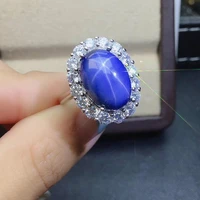 fine jewelry 925 sterling silver inlaid star sapphire gemstone popular ring fashion support detection exquisite women rings