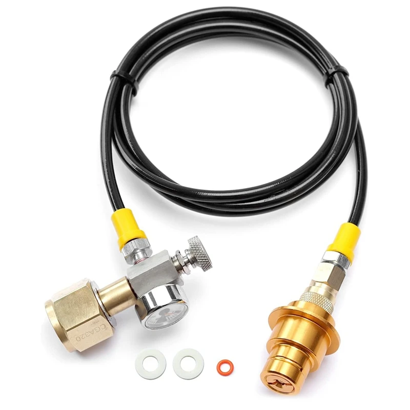 

Soda CO2 Adapter Hose Kit With Pressure Gauge And Release Valve,CGA320 To W21.8-14 Soda Maker CO2 Cylinder Adapter Kit