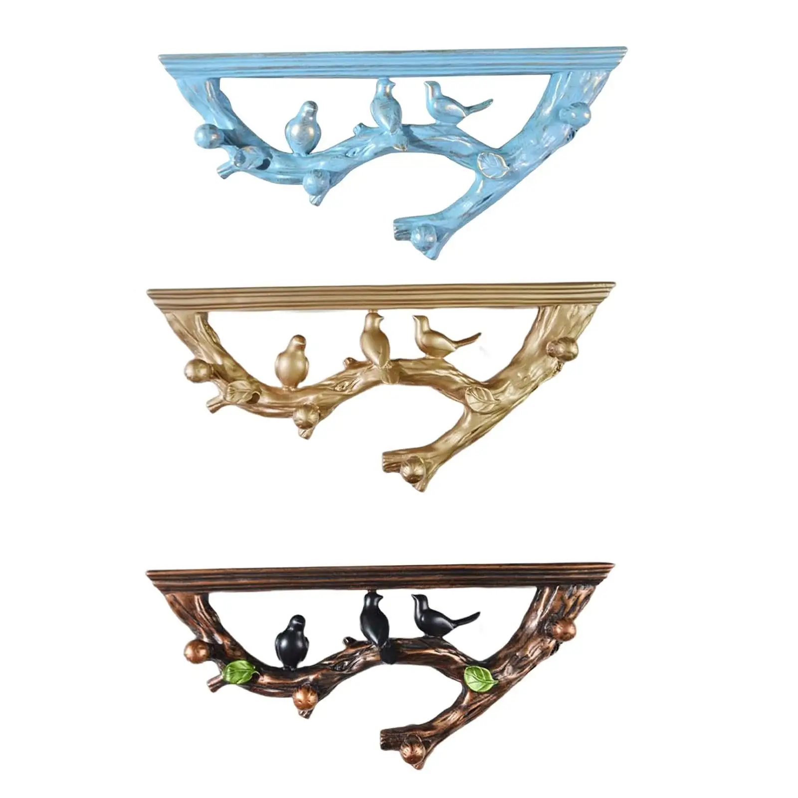 

Multifunctional Wall Shlef Coat Rack Wall Mounted Holder Birds On Tree Branch 4 Hook Wall Hanger European Style for Entrance