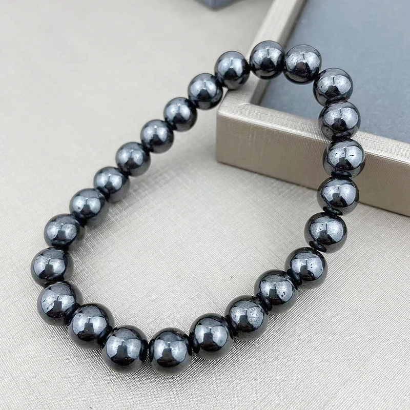 

High Quality Man 8MM Black Magnetic Hematite Pulseras Hologram Health Bracelet Woman Jewelry Gift Elasticity Factory Wholesale