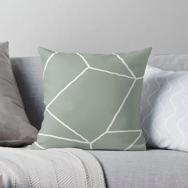 

Geometric Sage Green Printing Throw Pillow Cover Sofa Comfort Office Cushion Car Soft Throw Wedding Hotel Pillows not include