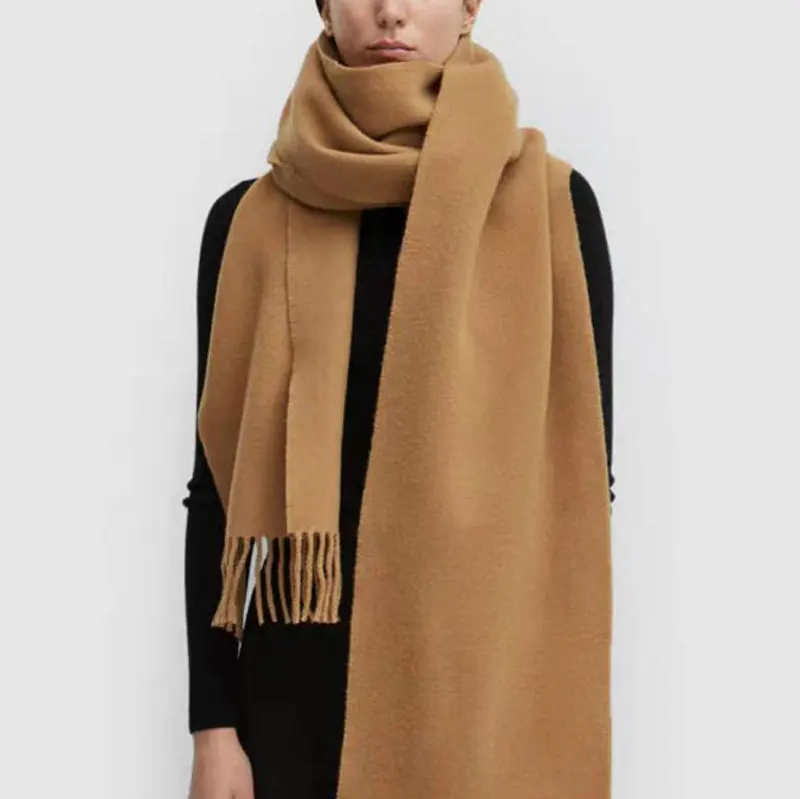 

Shawl Wool Scarf Double-sided Solid Color Tassel Super Long Scarf