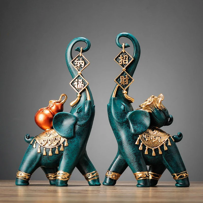 

Аксессуары для домашнего декора, украшение в виде китайского слона, свадебный подарок, искусственное украшение для гостиной, поделки из смолы