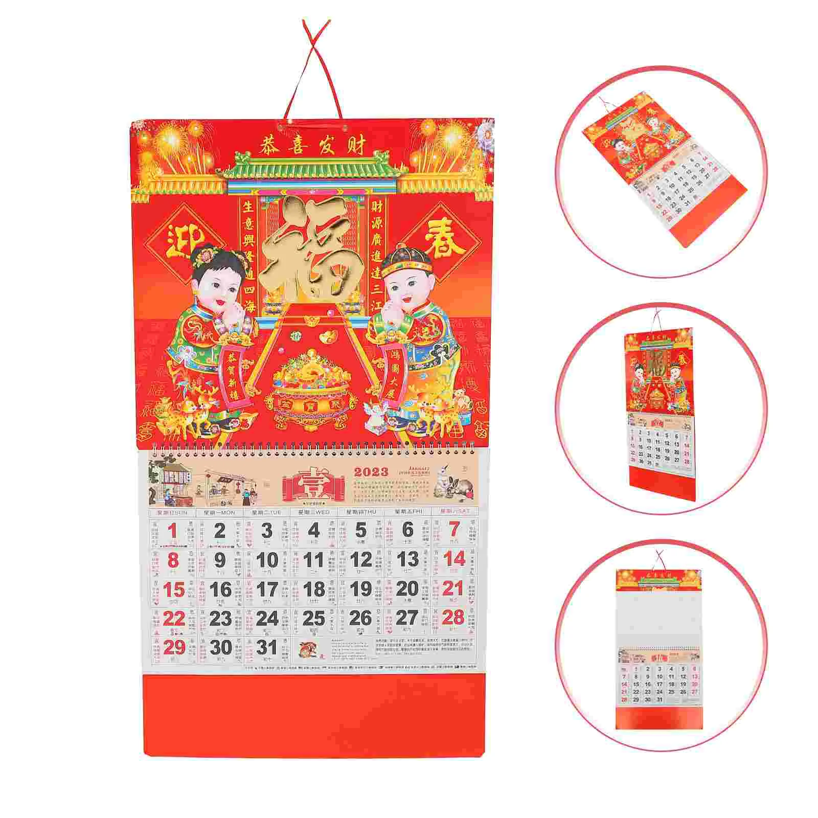 

Calendar Wall Chinese Year 2023 Planner Monthly Pad Daily Desk Hanging Rabbit Feng Annual Vertical Leaf Loose Mothly Festival