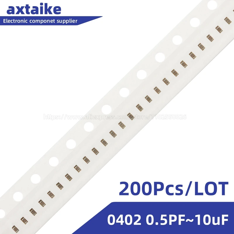 

200PCS 0402 0.5pF ~ 10uF SMD Chip Multilayer Ceramic Capacitor 10pF 100pF 1nF 10nF 15nF 100nF 0.1uF 1uF 2.2uF 4.7uF 104K 103K