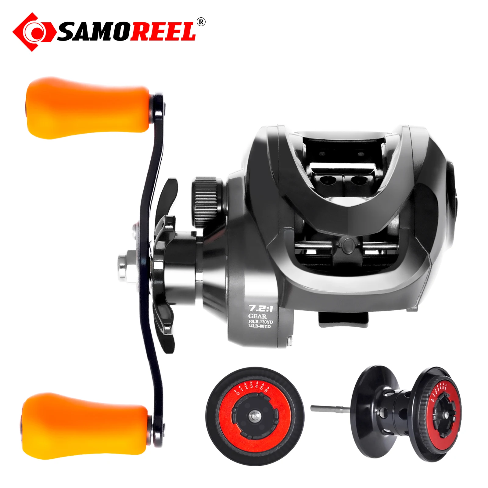 

New Fishing Reel Baitcasting High Speed 7.2:1 10kg Waterproof Saltwater Cast Magnetic And Centrifugal Brake Click Sound Pressure