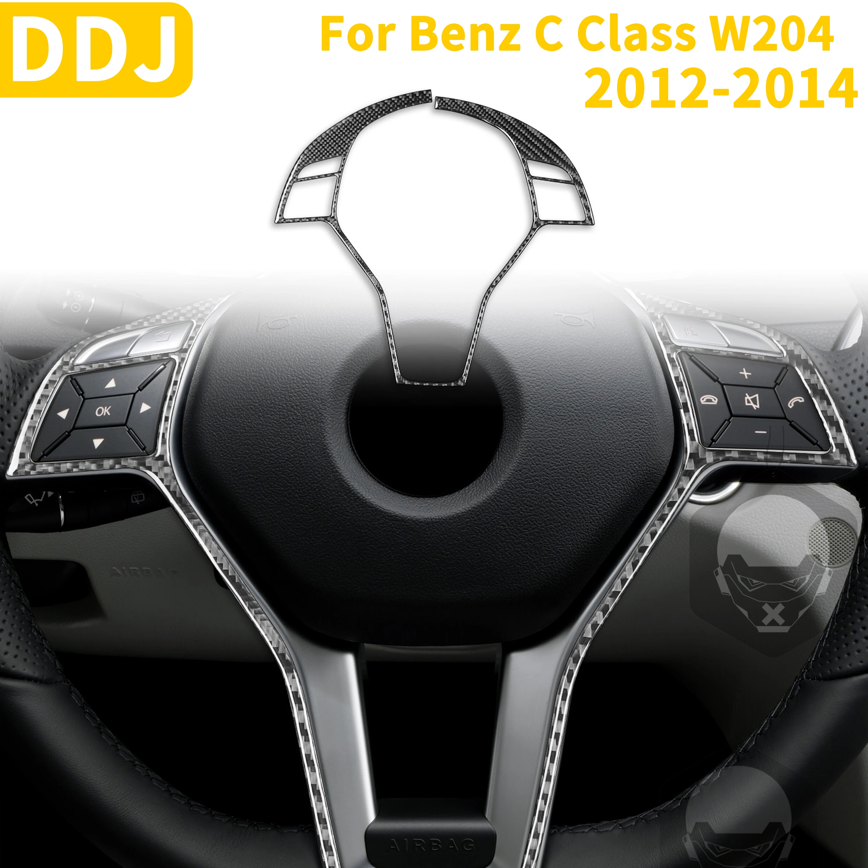 

Высококачественный черный чехол на руль из углеродного волокна, отделка для Mercedes Benz C CLASS W204 2012-2014, автомобильные аксессуары