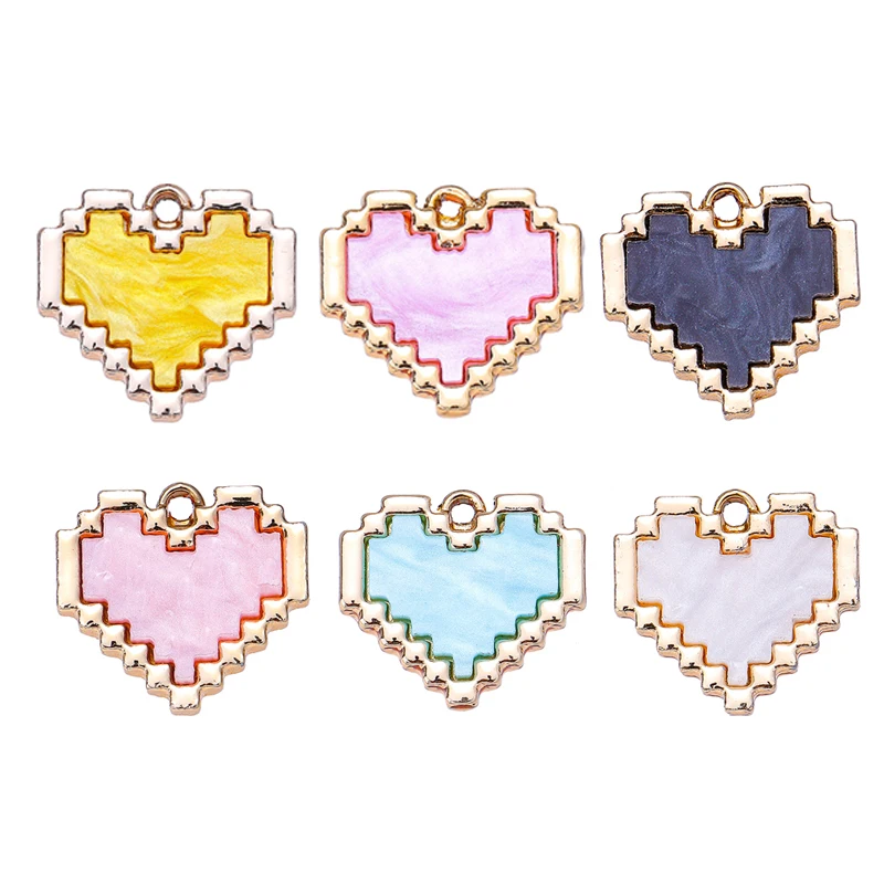 

10pcs 15*16mm Love Fashion Enamel Pendant Necklace Earrings DIY Colorful Charm For Jewelry Making Bracelet Accessories Handmade