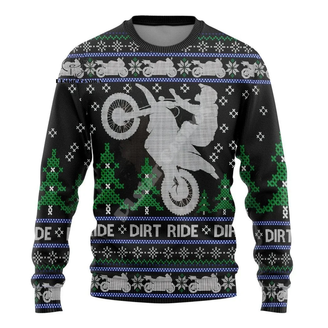 2024 Christmas Santa Claus Cartoon Anime Graffiti Retro Winter Ugly Sweater 3DPrint Harajuku Pullover Casual Funny Long Sleeves