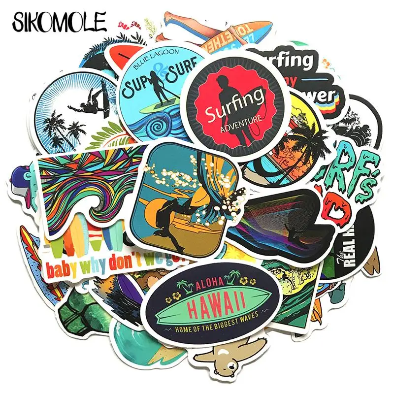 

10/30/50PCS Cartoon Surfing Time Hawaii Beach Cute Sticker Suitcase DIY Toy Laptop Guitar Skateboard Lovely Decal Stickers F5