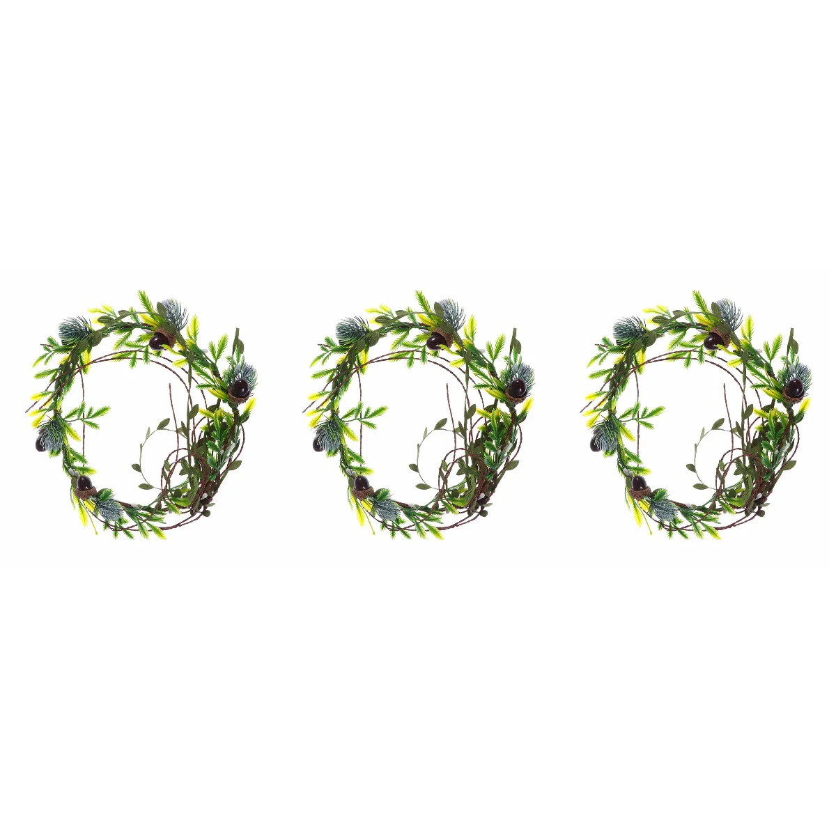 3 PCS Green Wreaths Front Door Green Head Wreath Leaves Wreath Headband Woodland Hair Wreath Xmas Leaves Wreath