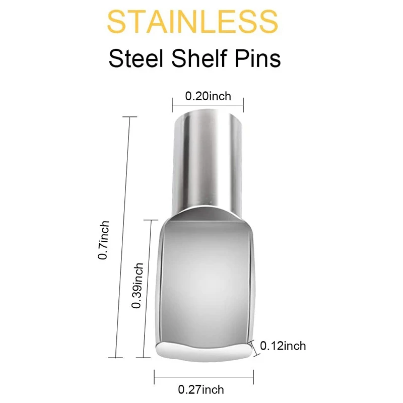 

Metal Nickel Shelf Pins Spoon Shaped Cabinet Support Pegs Holder (200 Packs, 5Mm)