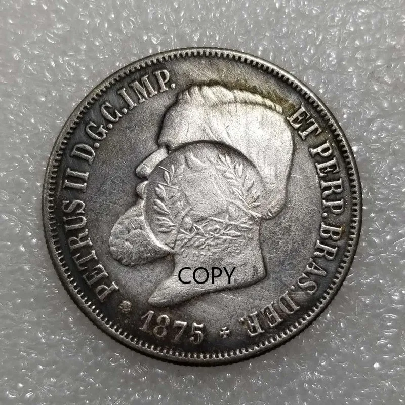 

Brazil 1875 Silver Plated Commemorative Collector Coin Gift Lucky Challenge Coin COPY COIN