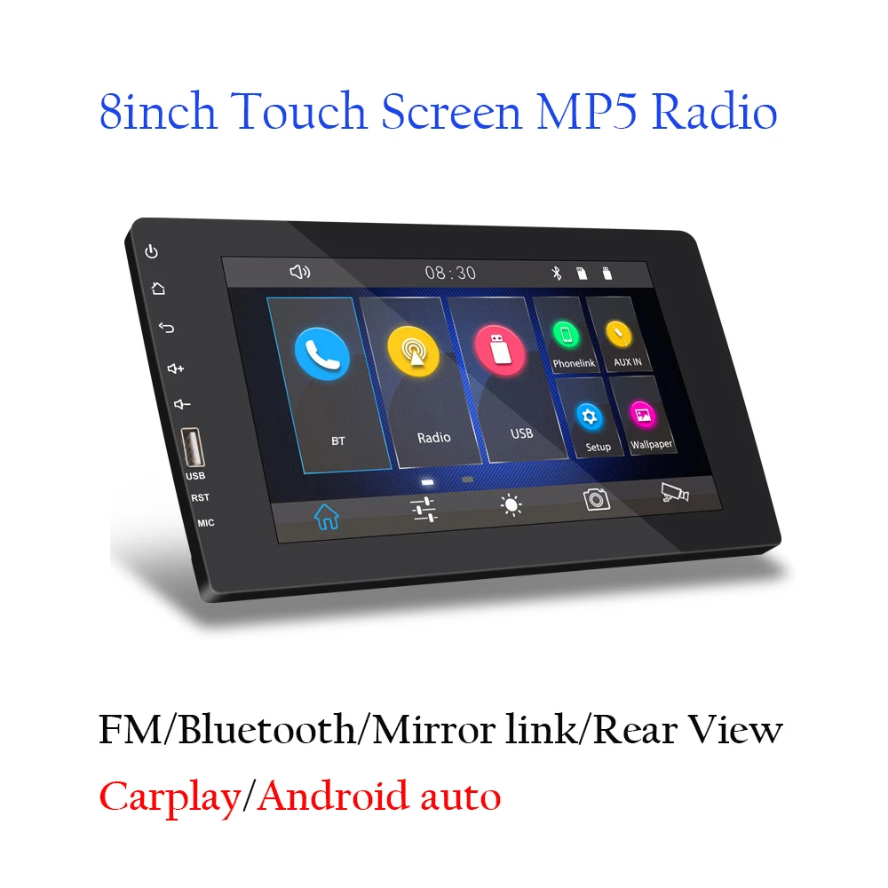 

2din 8 inch Car Radio Universal Carplay Touch Screen USB Mirrorlink Bluetooth Rerversing Intelligence Voice Vehicle MP5 Player
