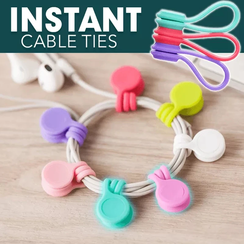 

3/5Pcs Magnetic Silicone Cable Ties Cable Cord Winder Multifunction Home Office Headphones USB Cable Wire Organizer Enrolador