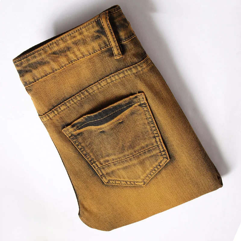 Mens Vintage Ripped Jeans Fashion Cotton Casual Straight Denim Pants High Quality Slim Stretch Jeans Hip Hop Man