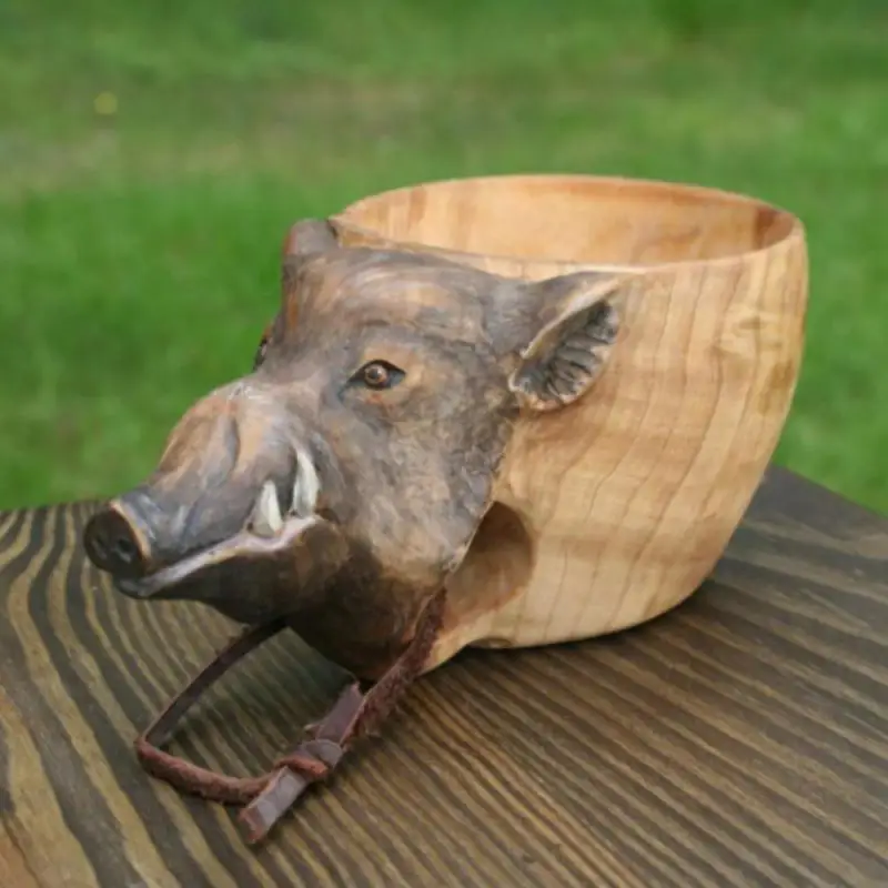 

Wooden Mug New Wooden Water Cup Wooden Animal Statue Handy Cup Animal Wood Carving Water Cup For Home Office Drinkware