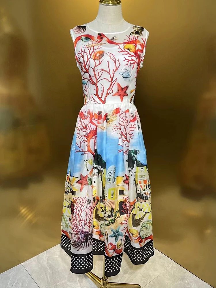 Женское дизайнерское шелковое платье-чехол Seasixiang летнее пляжное платье без