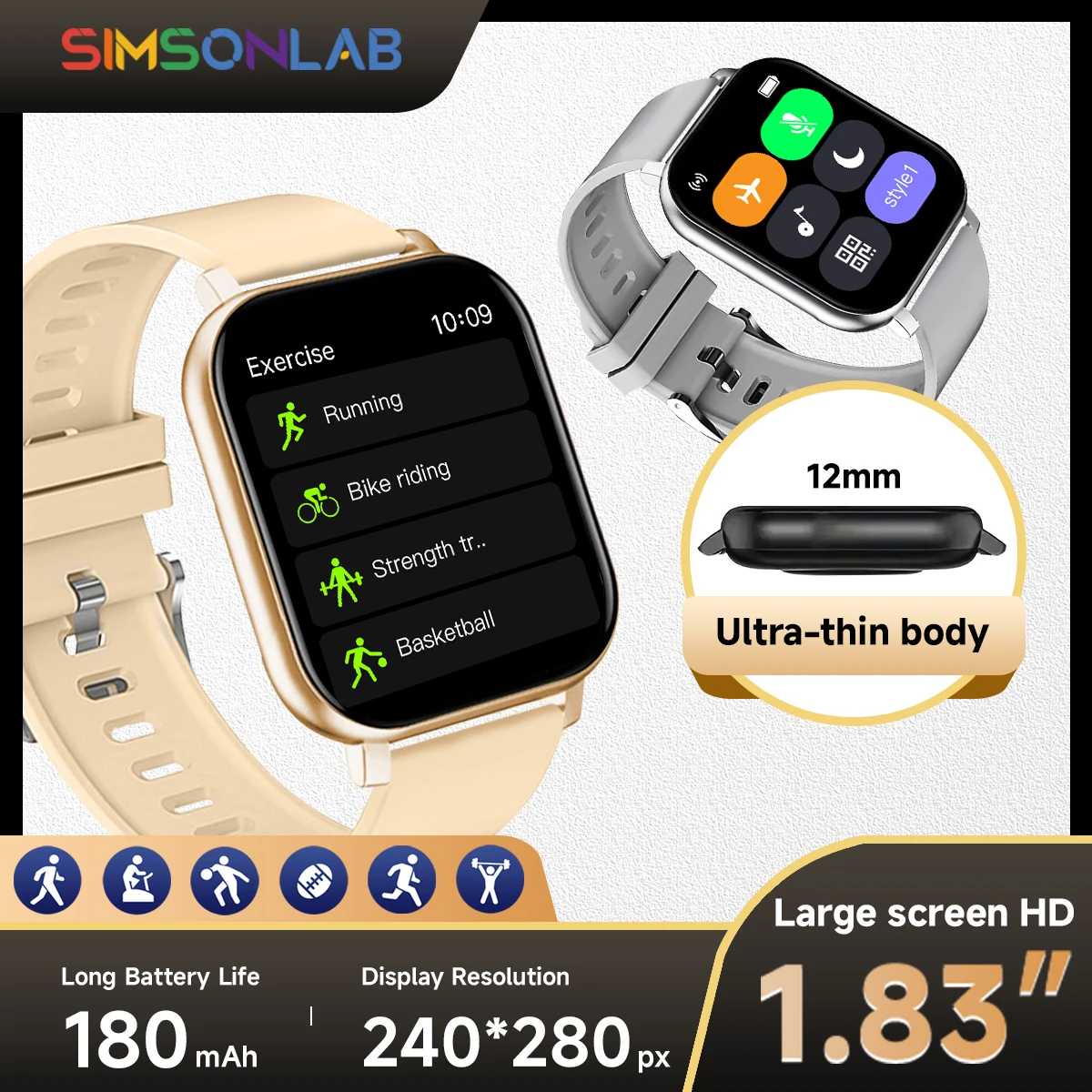 Смарт-часы 1 83 дюйма цвет в ассортименте