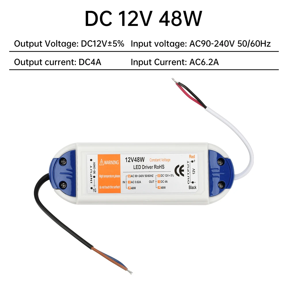 

Трансформаторы светодиодного освещения DC12V 18W 28W 48W Адаптер питания светодиодного драйвера для светодиодной ленты Источник питания 12V