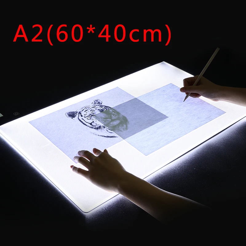 Tablero de dibujo con luz LED Digital, Panel de trazado de pintura, almohadilla de pintura de diamante, alimentación tipo C, 2022 A2(60x40cm)