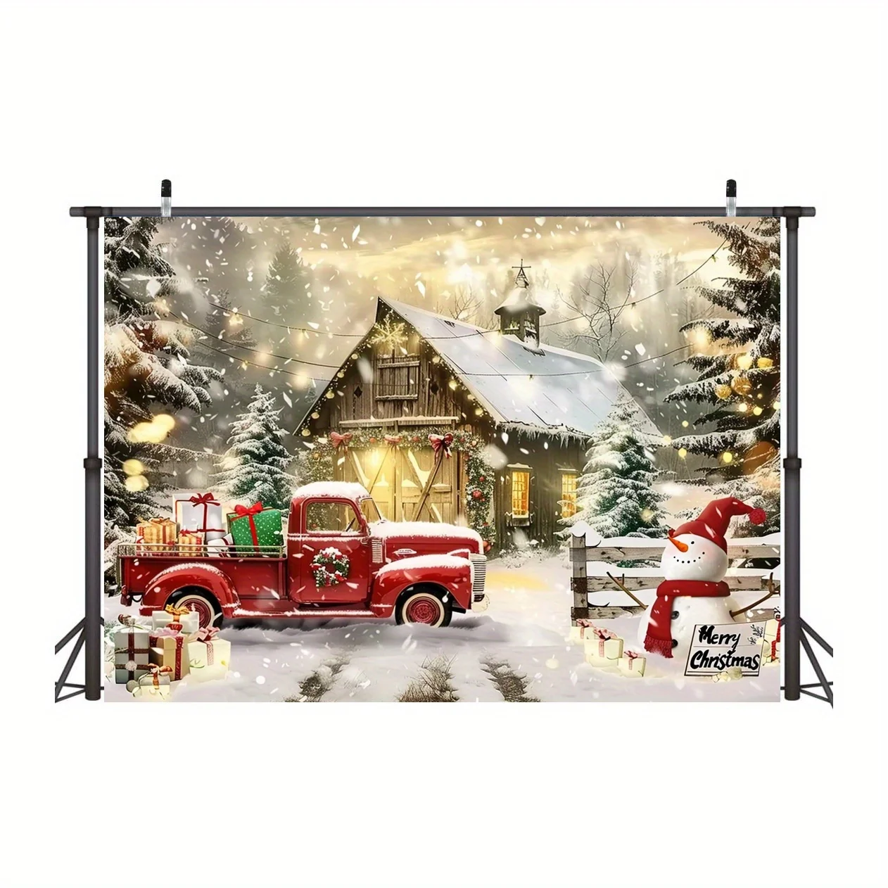 Рождественские Фоновые Баннеры Зимние Снежные Сцены Снеговики И Красные