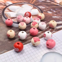 natural beads polished colorful wooden beads love pattern for craft beads garland macrame jewelry making farmhouse decor 16mm