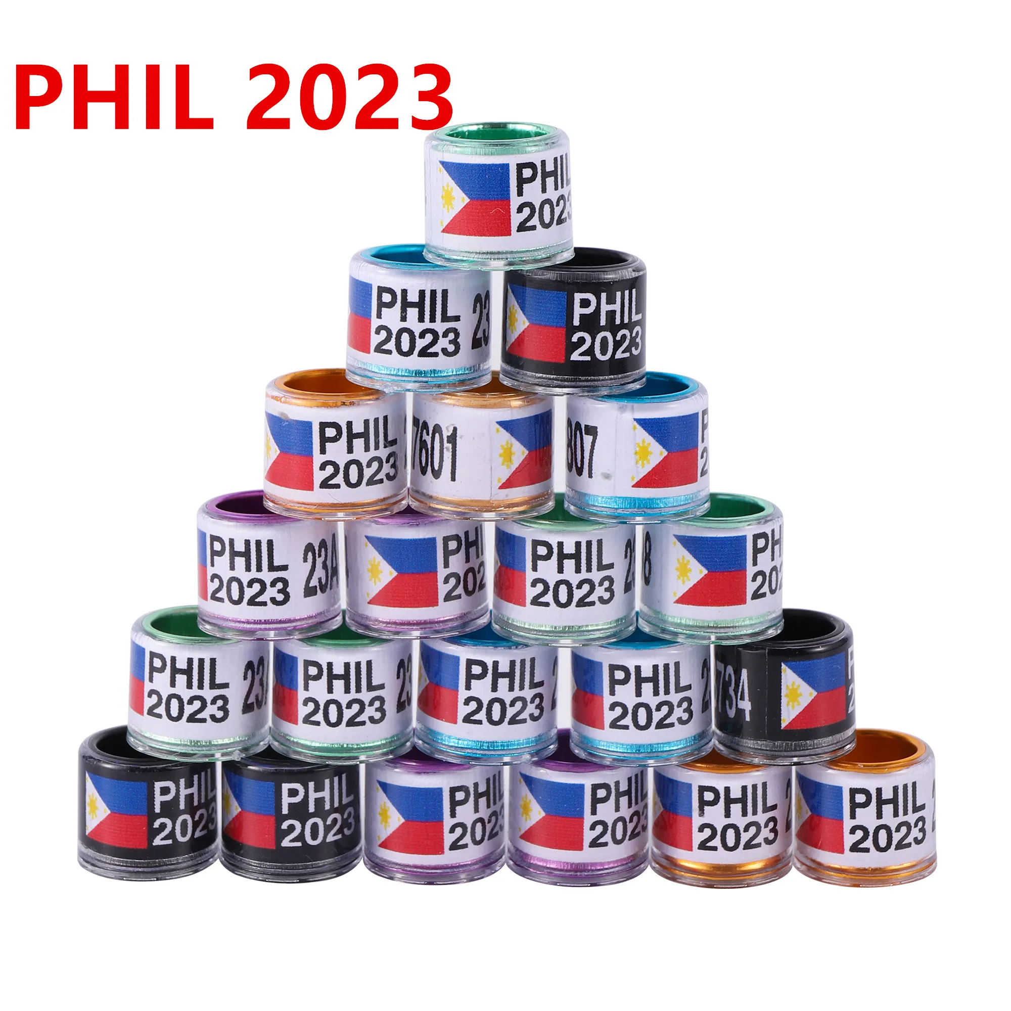 

PHIL 2023 Pigeon Foot Ring ID 8mm High Quality Durable Colorful Aluminum Core with Numbers Bird Foot Ring Bird Supplies 10 Pcs