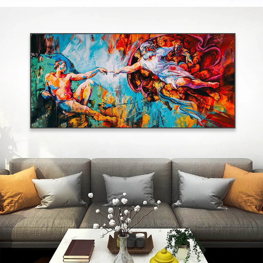 Абстрактная картина &quotСоздание Адама&quot Fashionista печать на холсте