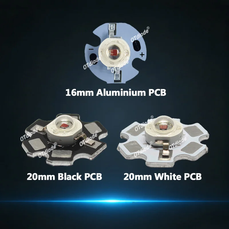 Фото 10 шт. светодиодных чипов 1W 3W 5W, DC 3.7V 5V 12V, теплый/холодный белый, красный, зеленый, синий, желтый, UVA, фиолетовый, на алюминиевой плате PCB 16 мм 20 мм, световые диоды для ламп №4