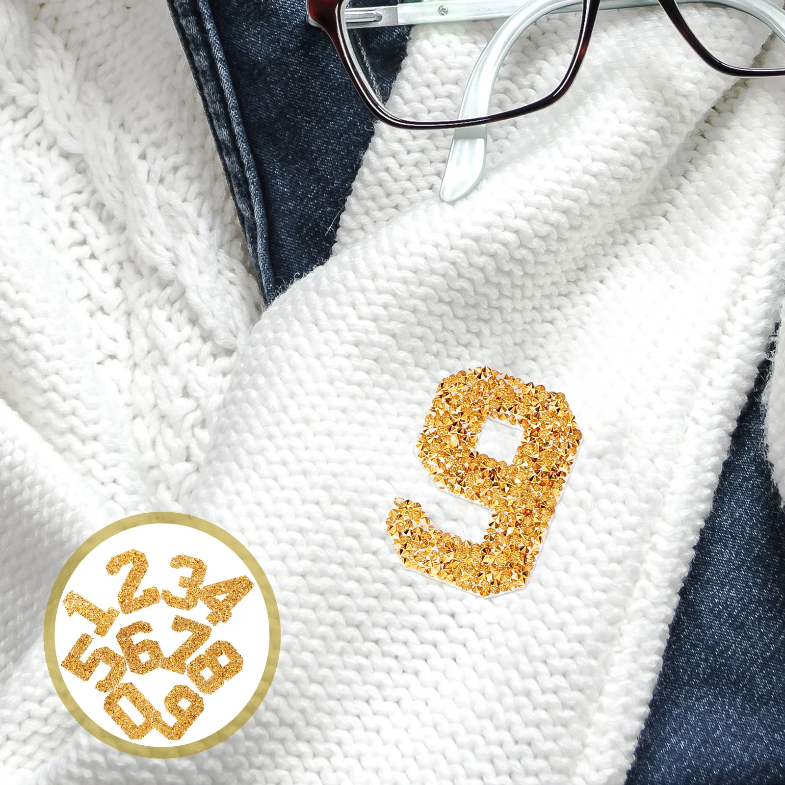 

Clothes Patches Number Rhinestone Accessory Hat Iron Sticker Clothing Decorative Wear-resistant Coat Numbers