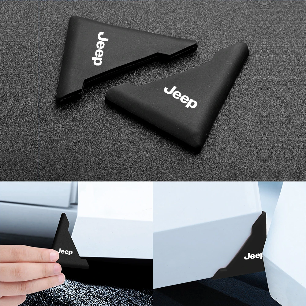 

2PCS Silicone Car Door Corner Cover Bumper Crash Scratch Protector for Jeep Renegade Compass Grand Cherokee Wrangler JK Patriot