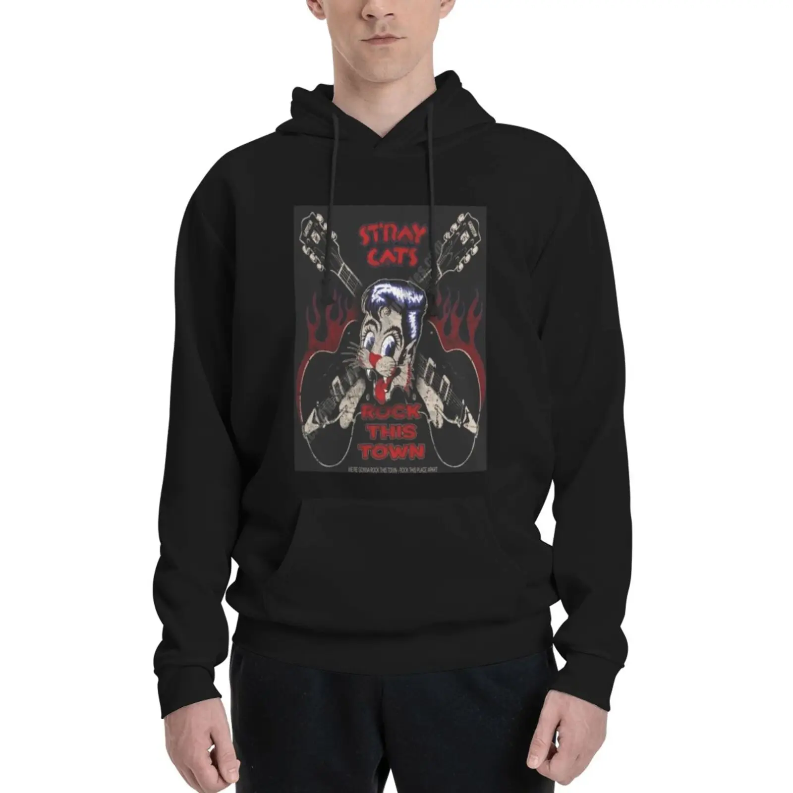 

Stray Cats Rock Band 3655 Hooded Sweatshirts Pullover Anime Clothing Sweatshirt Hooded Zip-Up Pullover Men's Sets Mens Clothes